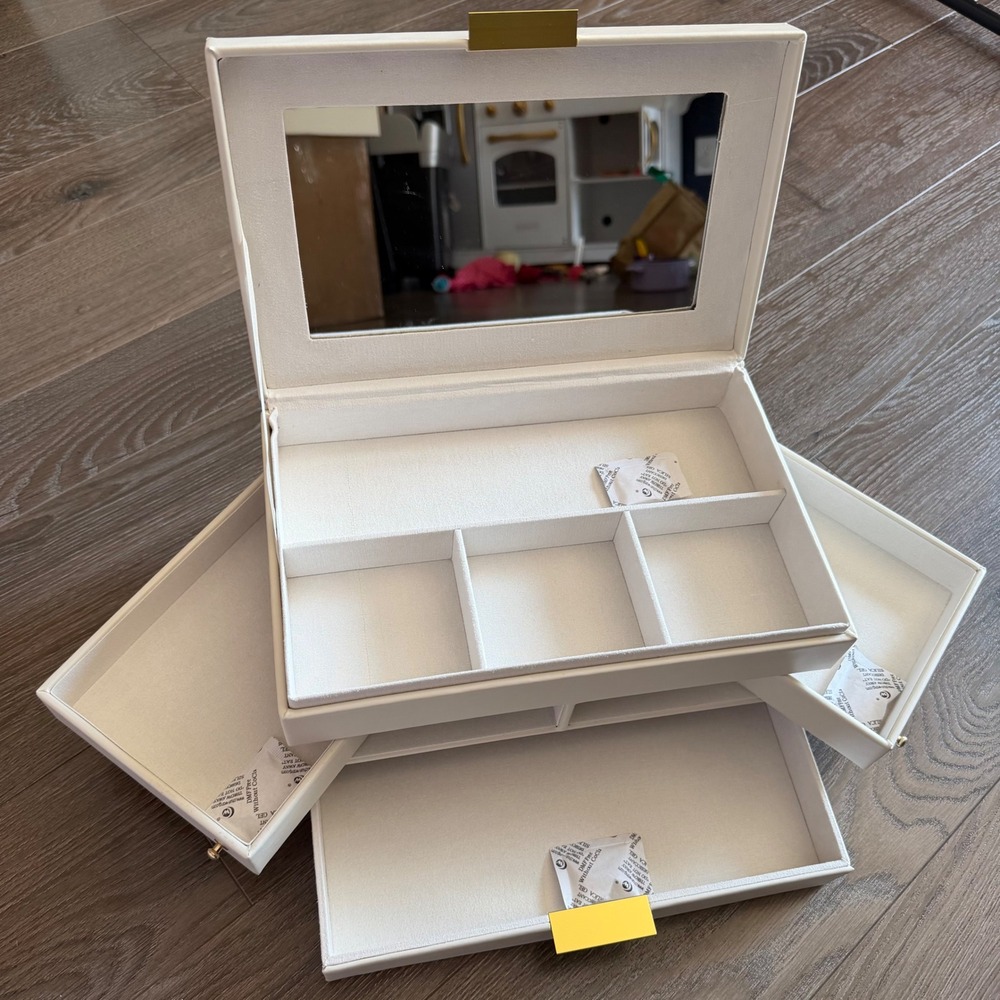 Three Drawer Side Swivel Jewelry Organizer by a New Day in Cream